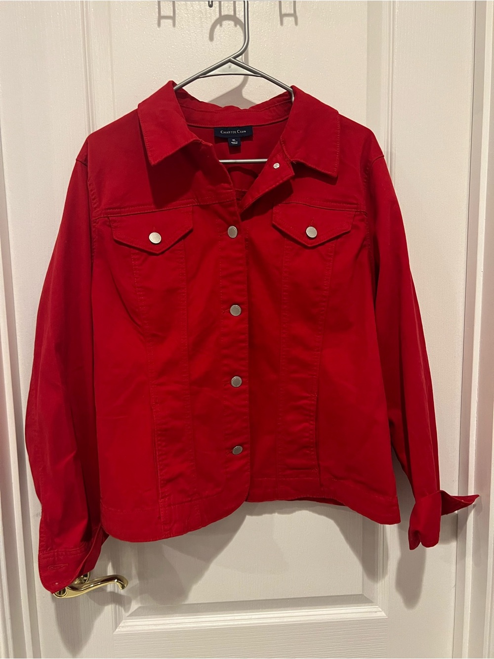 Charter Club Bright Red Denim-Style Jacket